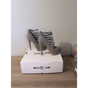 Aldo Light Grey Strappy Platform Sandals Size 5